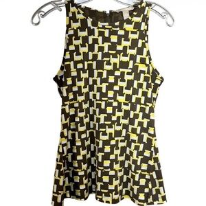 Banana Republic Geometric Patterned Sleeveless Top - Black and Yellow